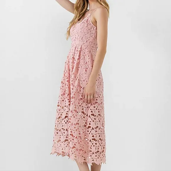 Express Lace Cami Midi Dress - Blush - Size S - Picture 2 of 6